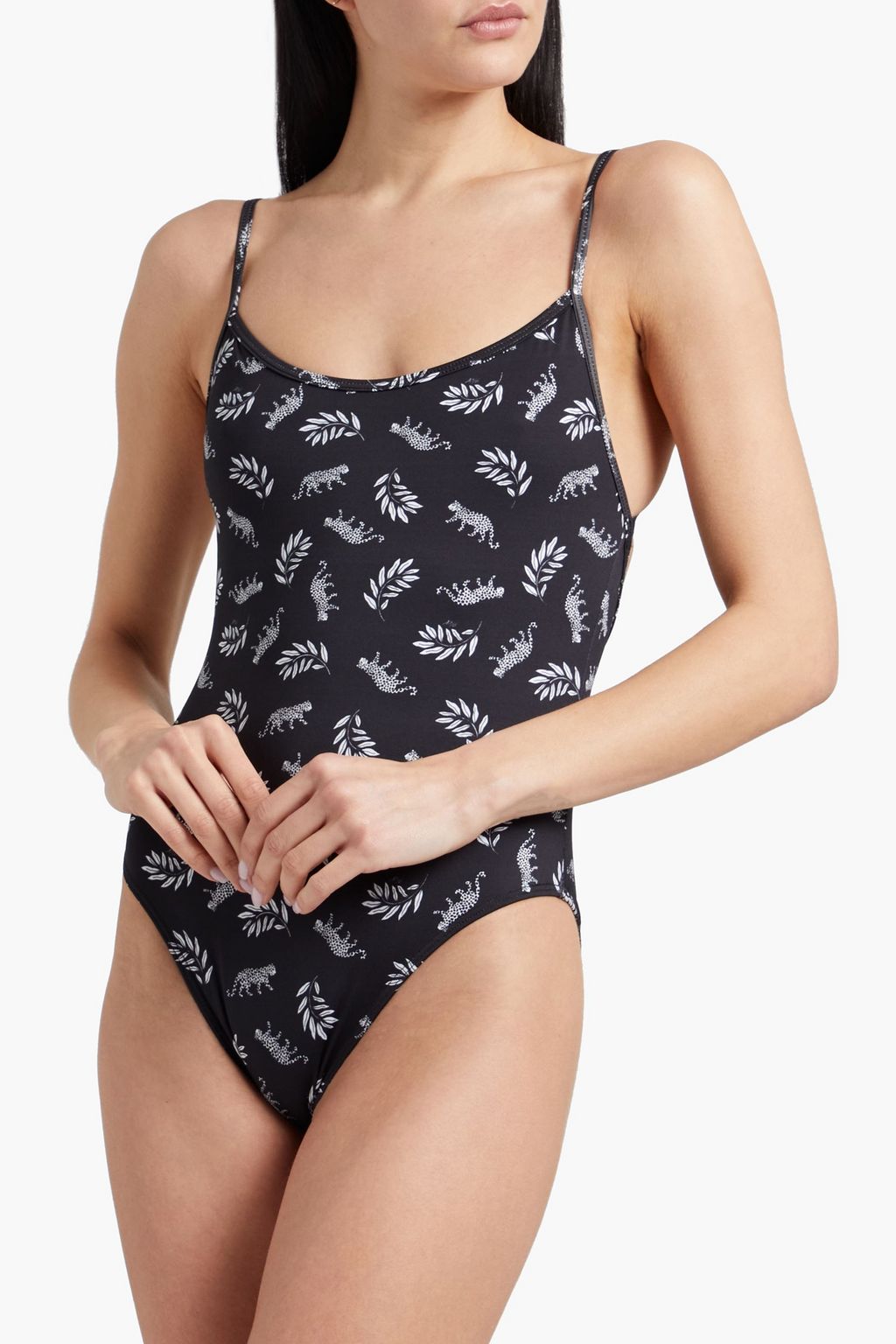 HVN Cutout printed swimsuit