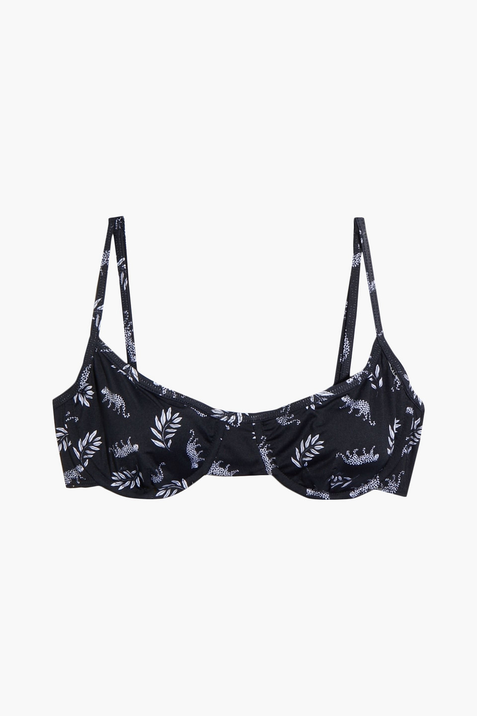 Hvn Printed Underwired Bikini Top In Black
