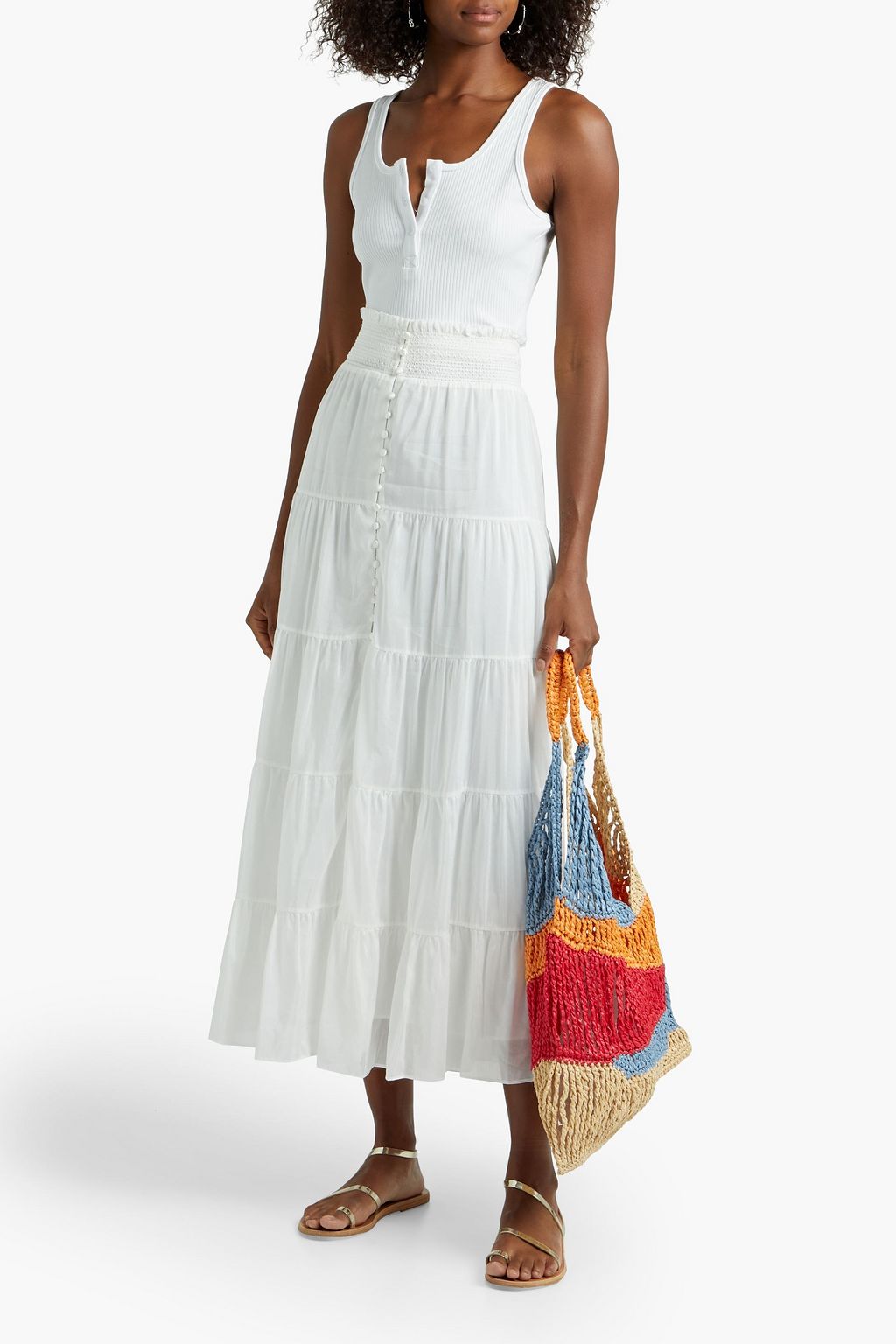 ALICE + OLIVIA Aisha tiered cotton and silk-blend voile maxi skirt
