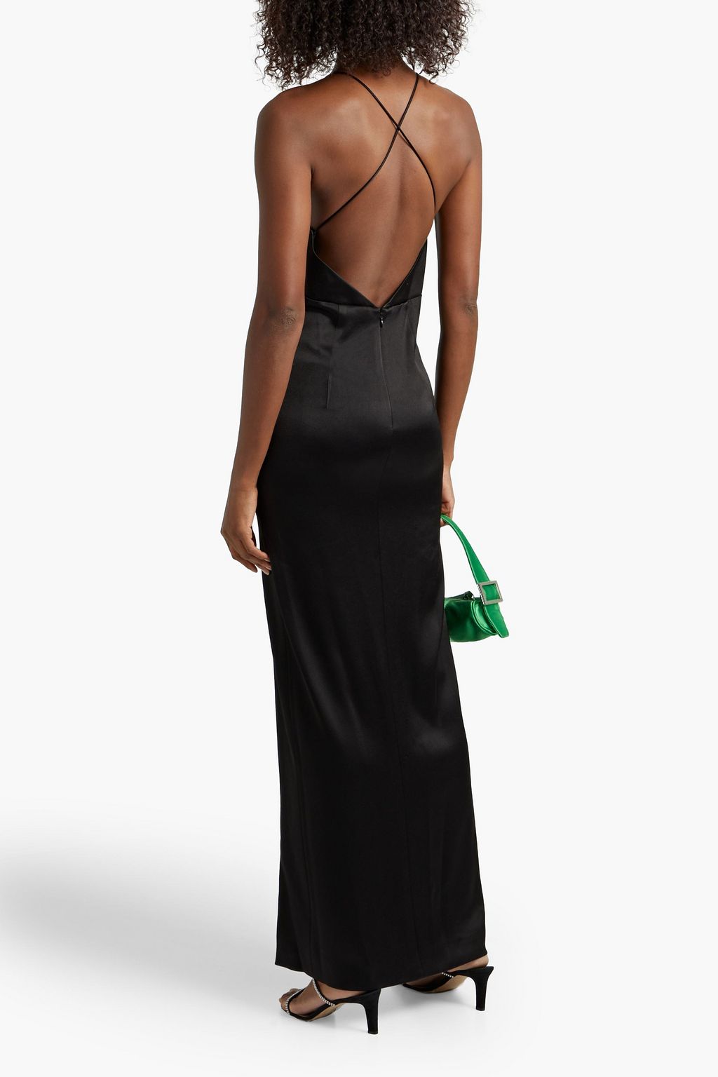 black crepe slip dress