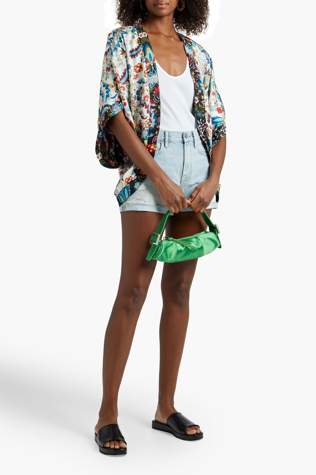 ALICE + OLIVIA Tracy reversible printed satin kimono
