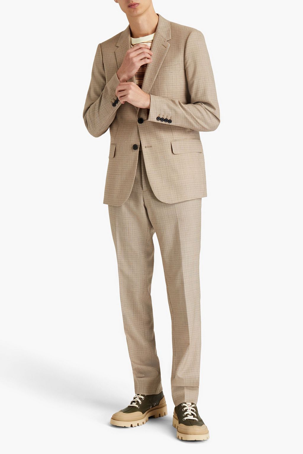 SANDRO Gingham wool-canvas suit jacket