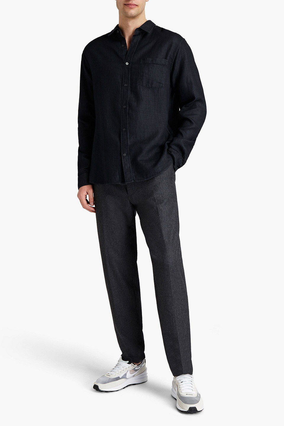 Vince . Man Cotton-jacquard Shirt In Black