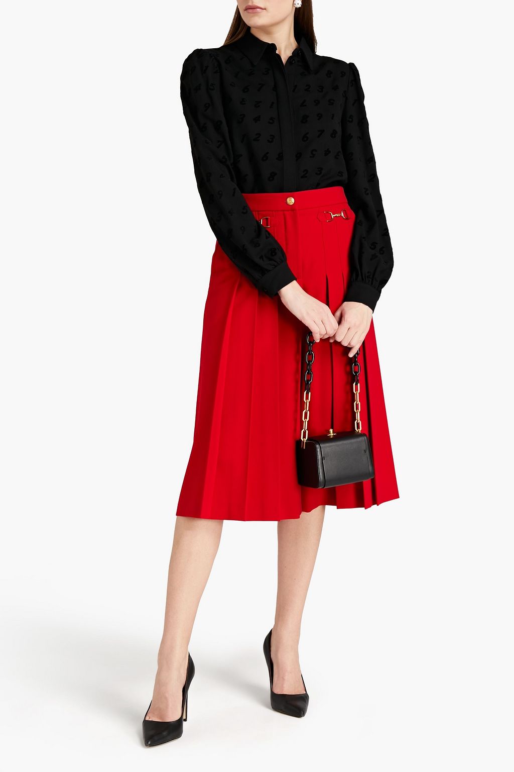 MOSCHINO Flocked printed crepe shirt