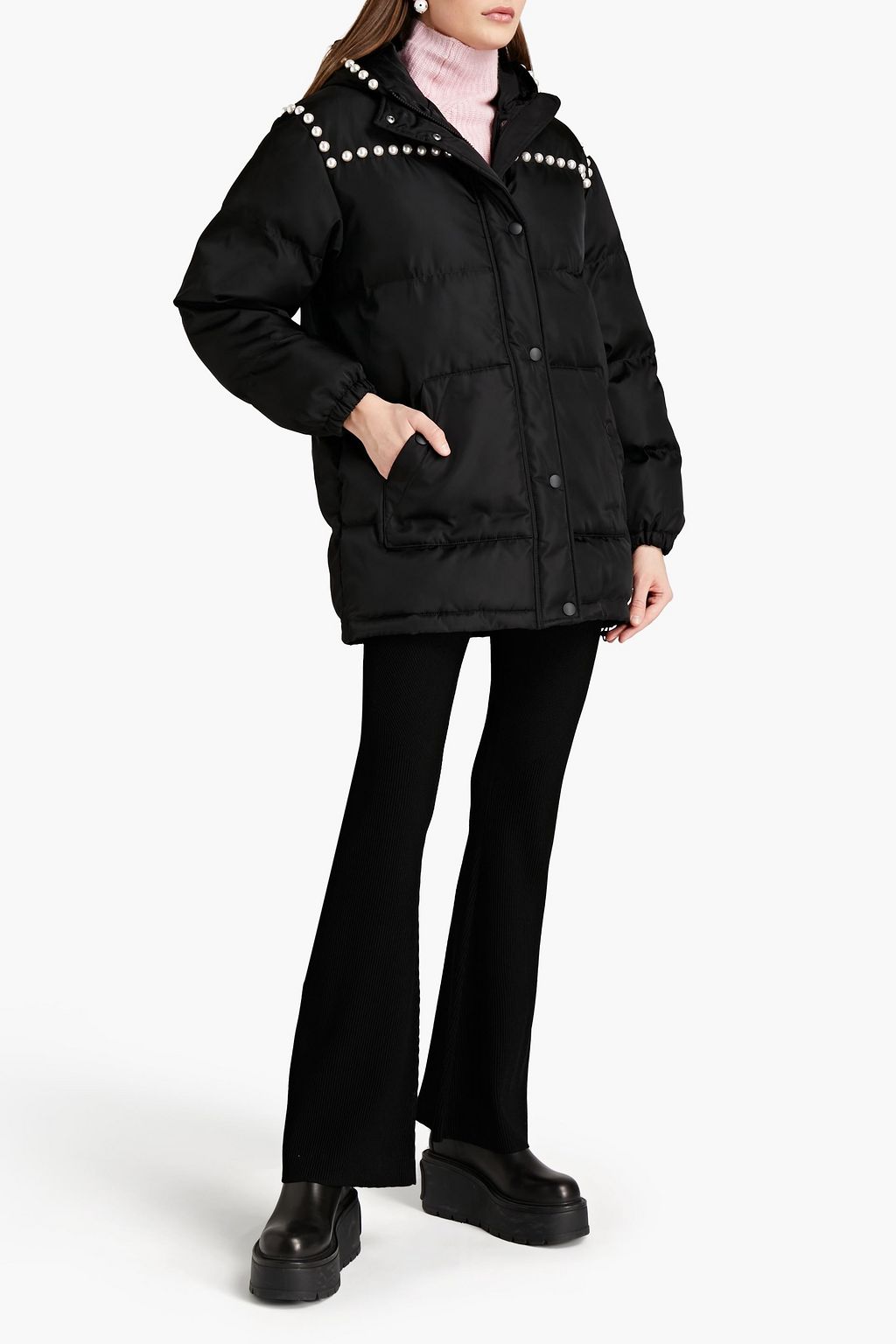 MOSCHINO Jacke aus gestepptem Shell mit Kapuze und Verzierung