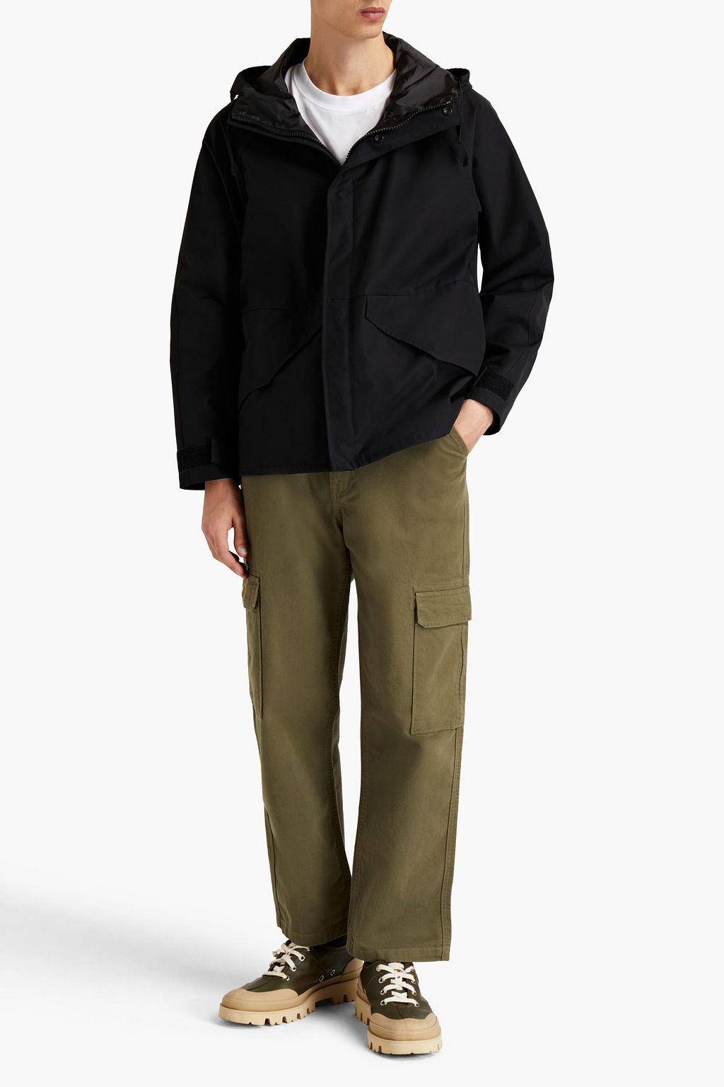 SANDRO Cotton-blend drill hooded parka