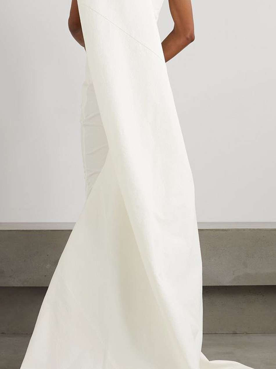 aphrodite cape-effect cotton-blend gown