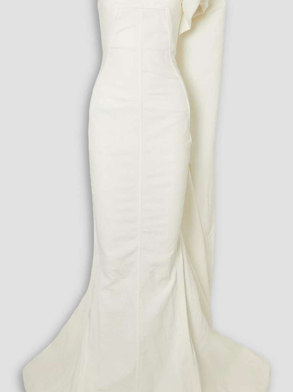 aphrodite cape-effect cotton-blend gown