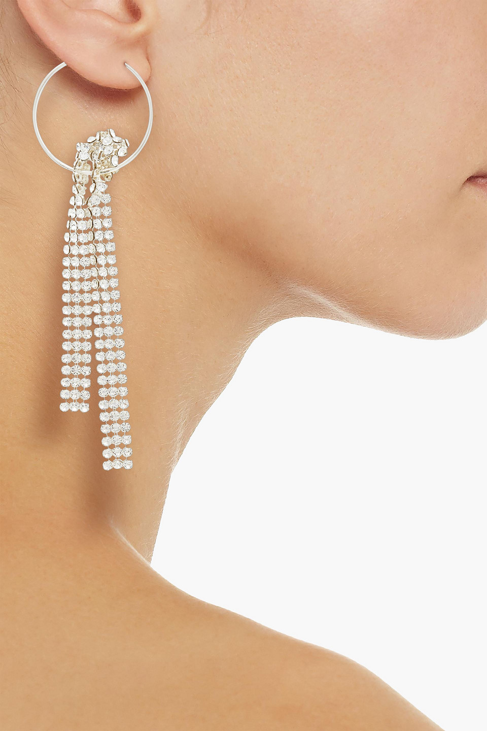 Magda Butrym Eustoma Rhodium-plated Swarovski Crystal Earrings In White