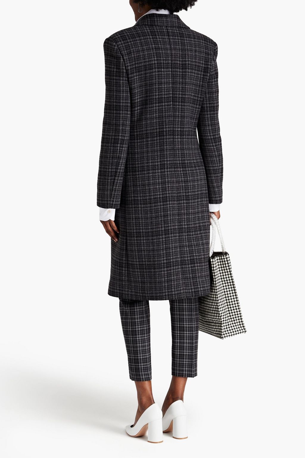 BOUTIQUE MOSCHINO Checked wool-blend tweed coat