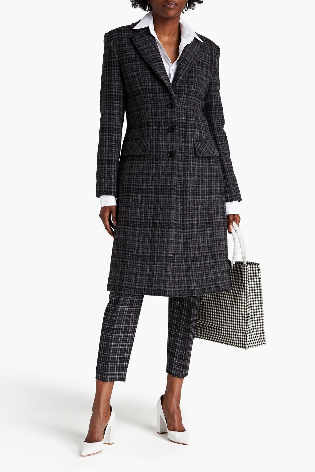 BOUTIQUE MOSCHINO Checked wool-blend tweed coat
