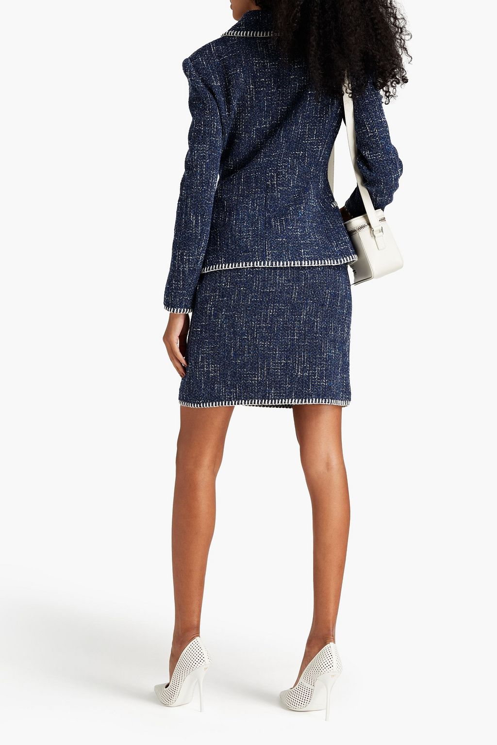 BOUTIQUE MOSCHINO Wrap-effect cotton-blend tweed mini skirt