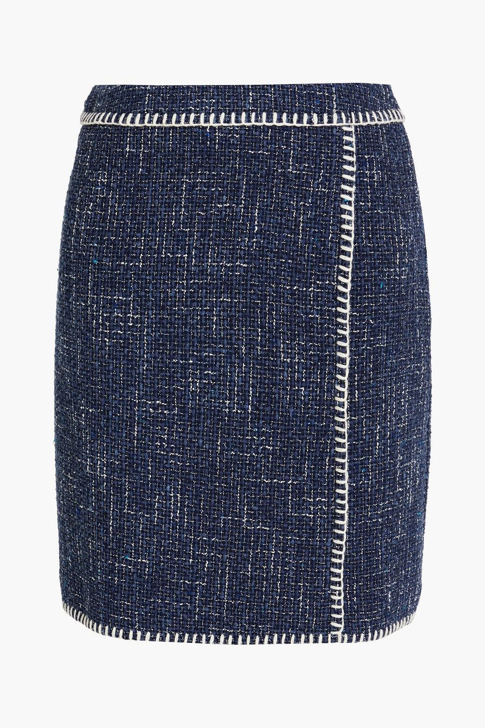 boutique moschino - wrap-effect cotton-blend tweed mini skirt - blue - it 42