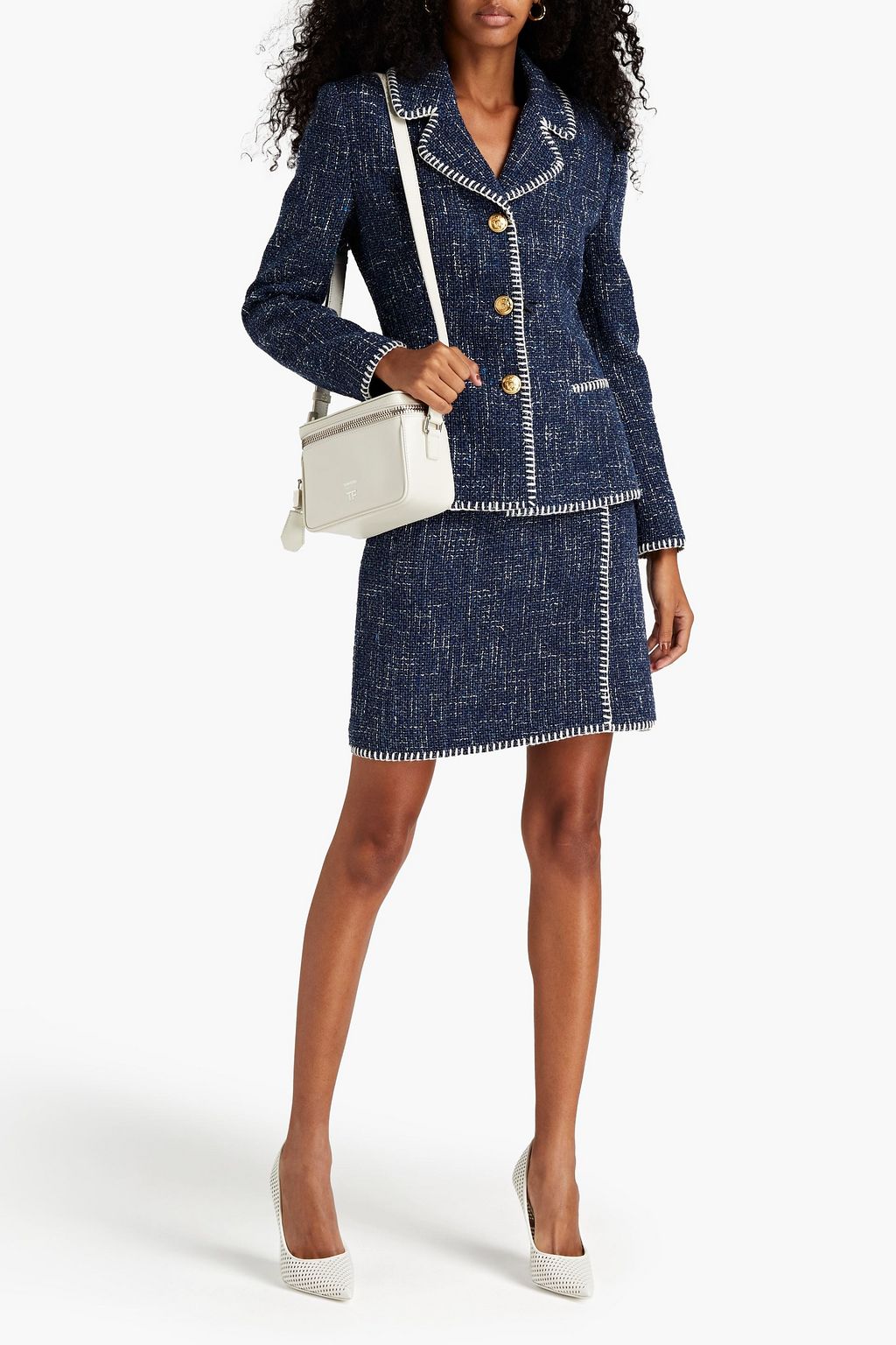 BOUTIQUE MOSCHINO Wrap-effect cotton-blend tweed mini skirt