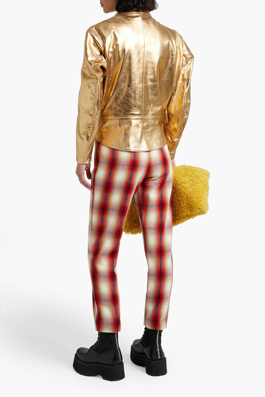 R13 Vanson metallic textured-leather biker jacket
