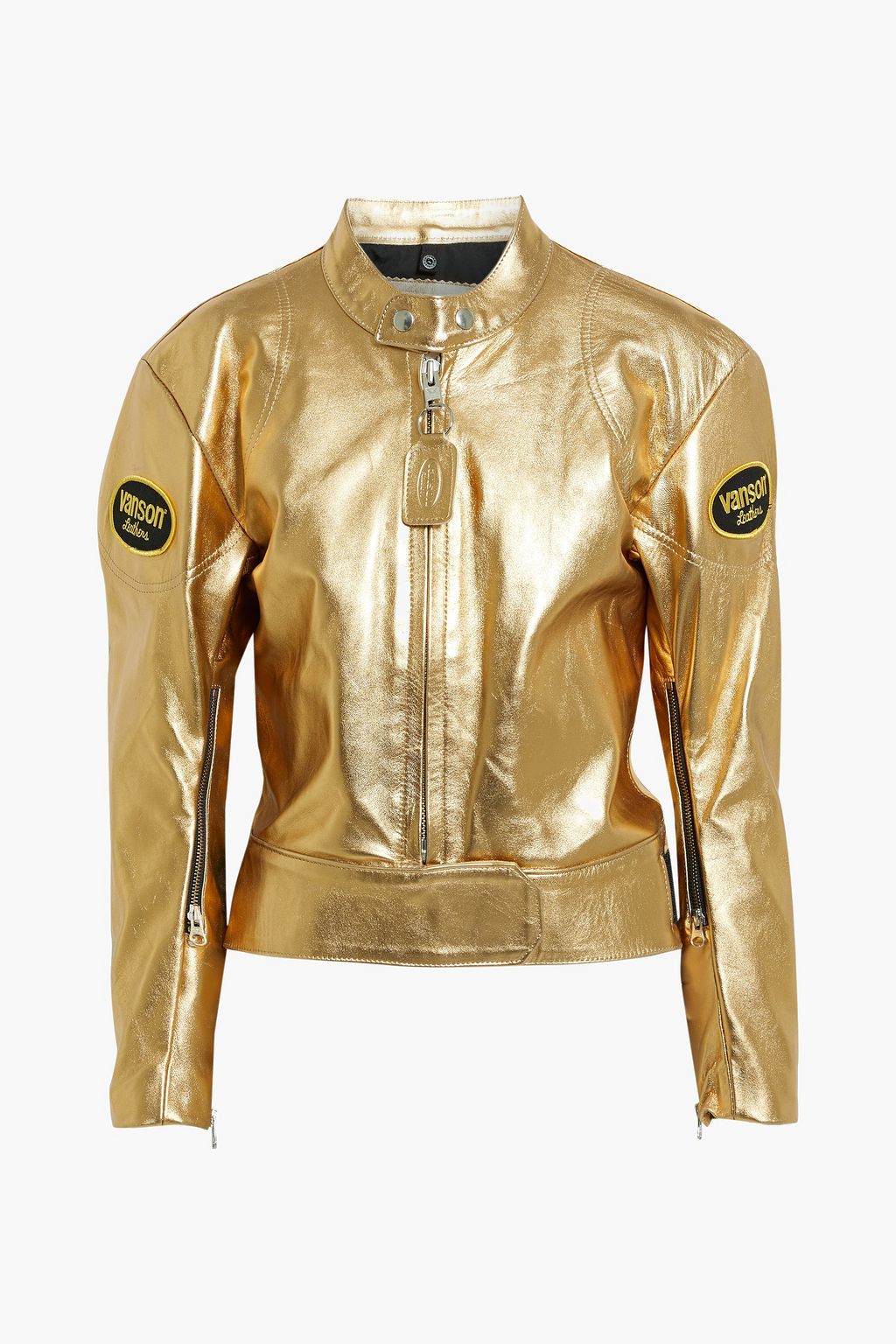 R13 Vanson metallic textured-leather biker jacket | THE OUTNET