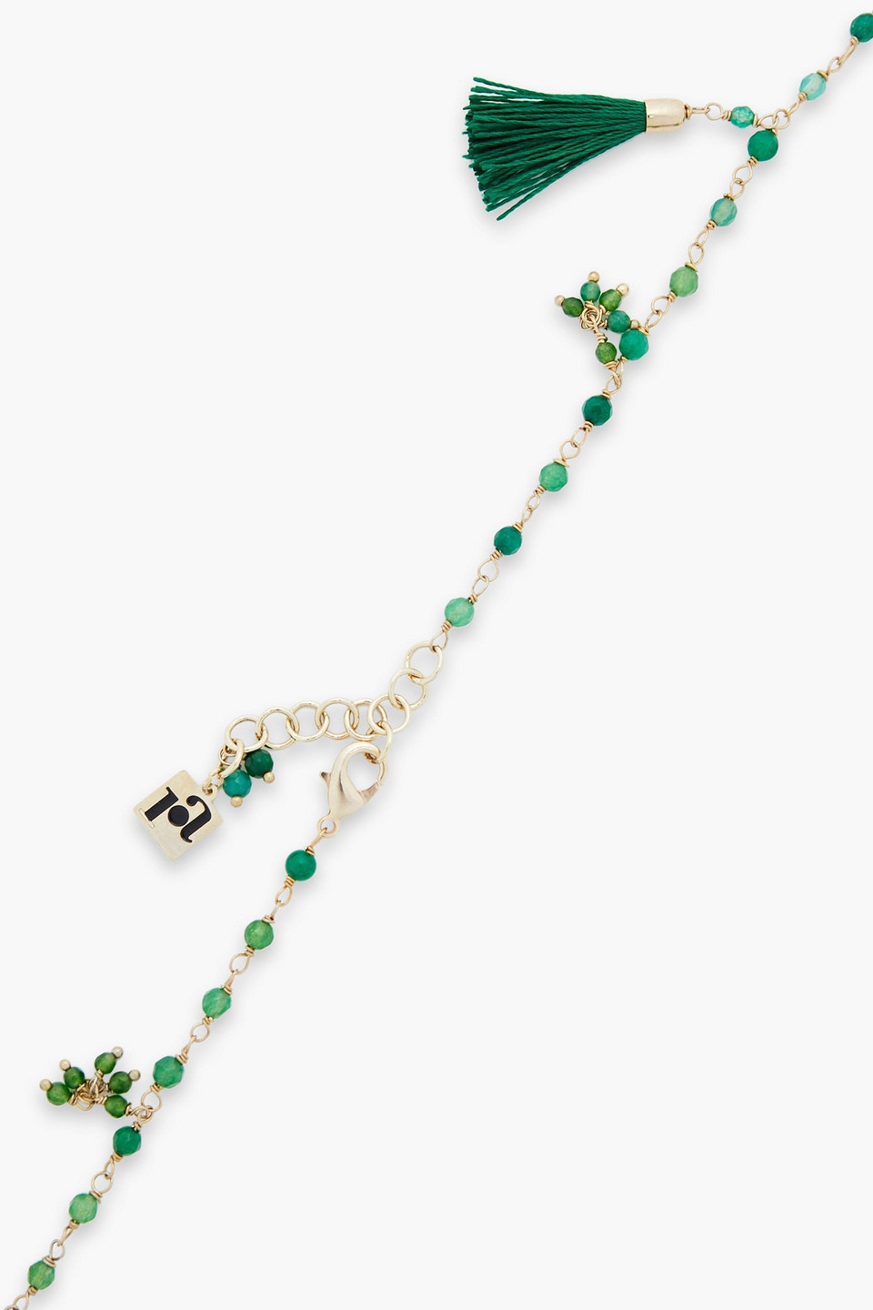 Rosantica Napoli Tasseled Gold-tone Bead Necklace In Emerald