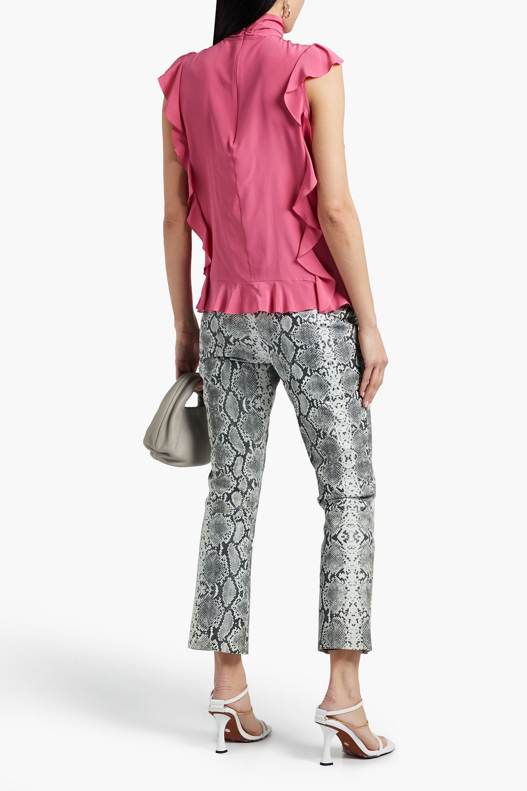 REDVALENTINO Ruffled silk-crepe top