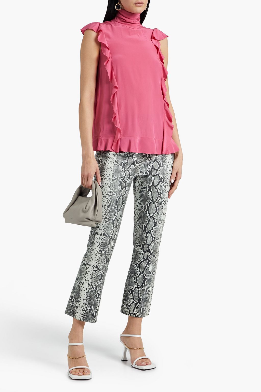 REDVALENTINO Ruffled silk-crepe top