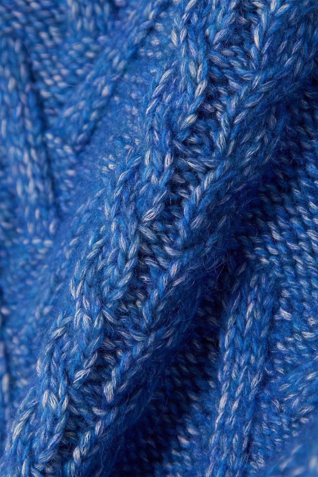 GANNI Pullover aus einer Baumwollmischung mit Zopfstrickmuster und halblangem Reißverschluss