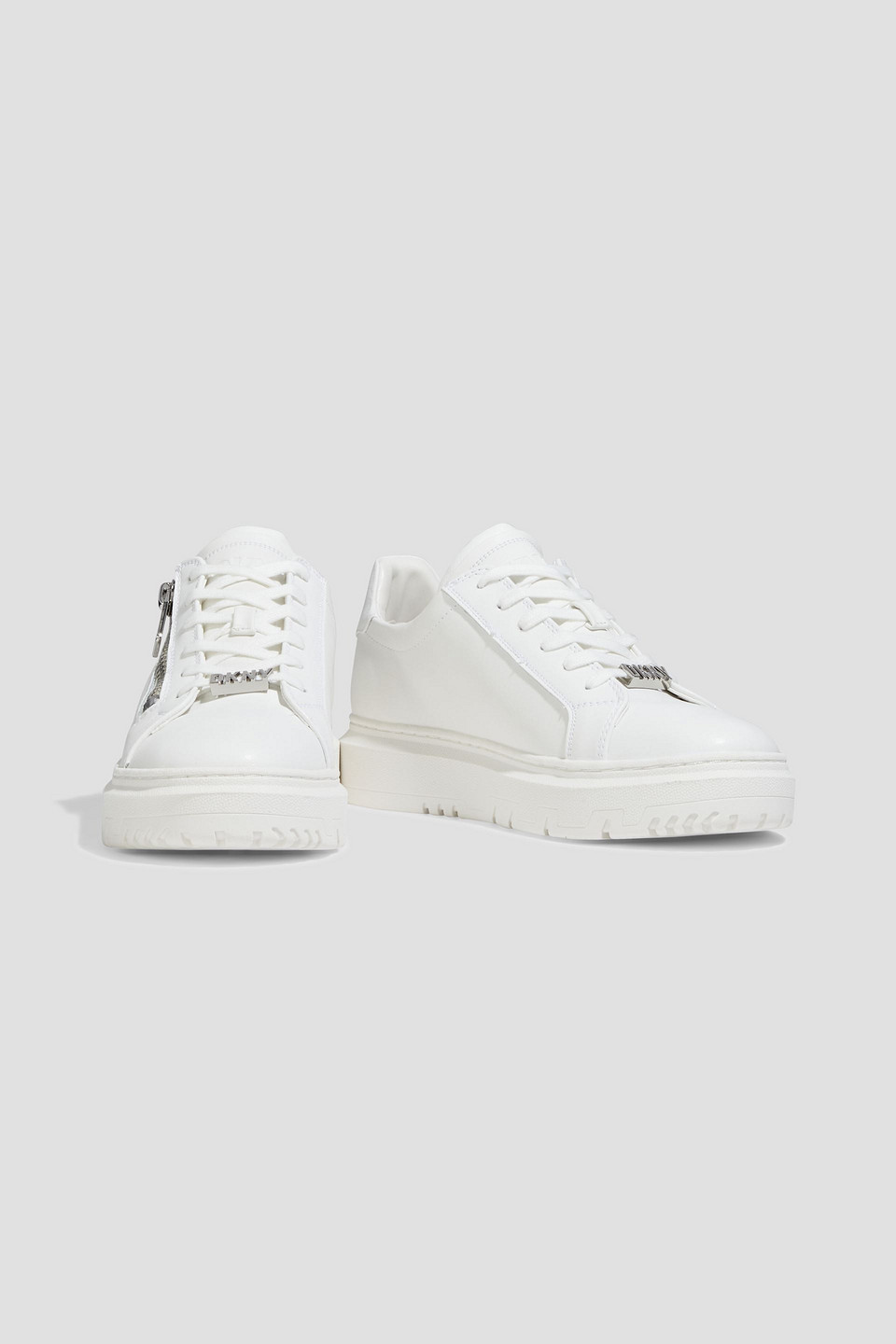 Dkny Matti Two-tone Leather Trainers In White