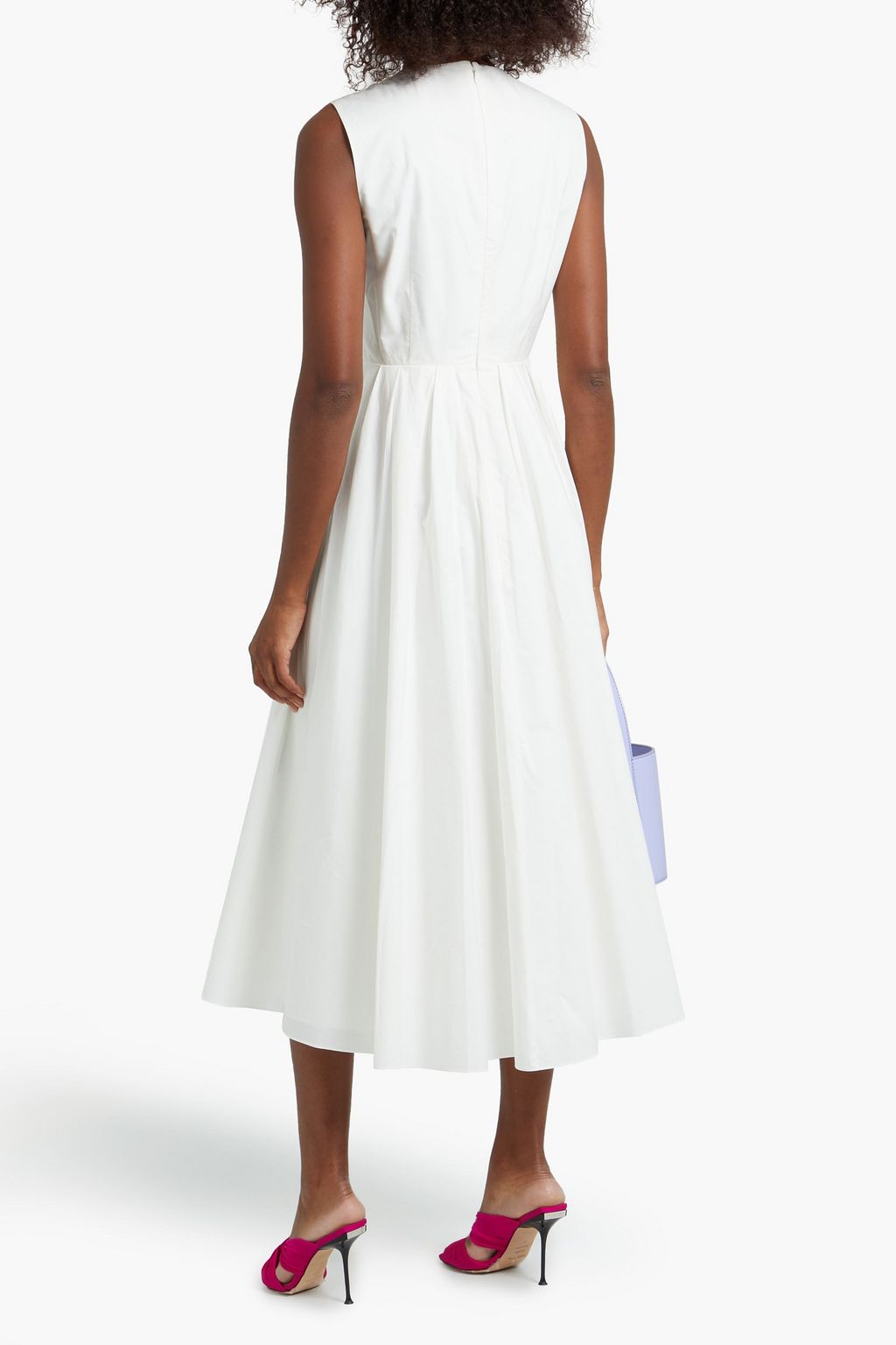 ROKSANDA Pintucked pleated cotton-poplin midi dress