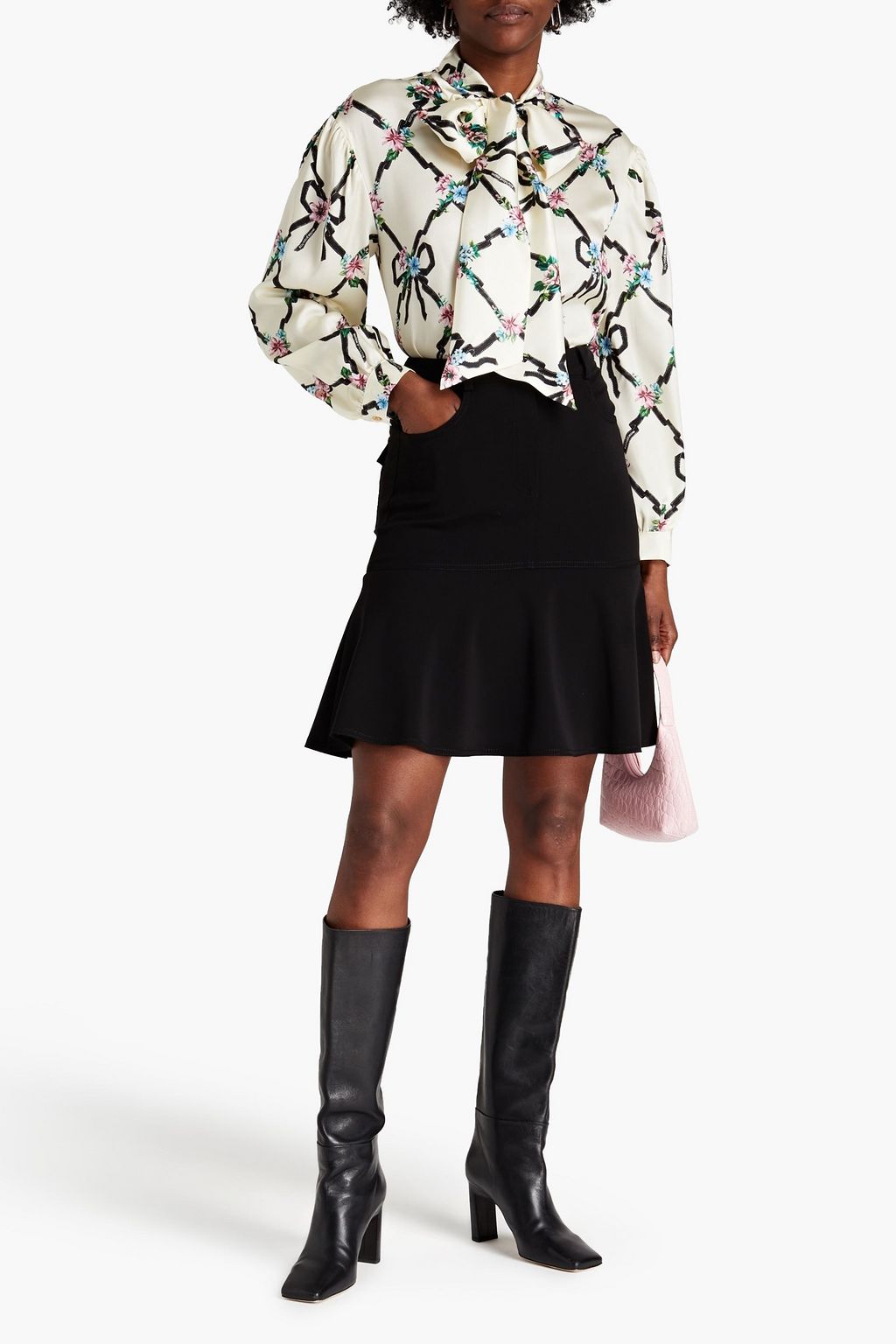 BOUTIQUE MOSCHINO Flared crepe mini skirt