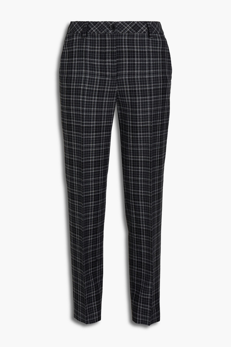 boutique moschino - checked wool-blend tapered pants - black - it 44