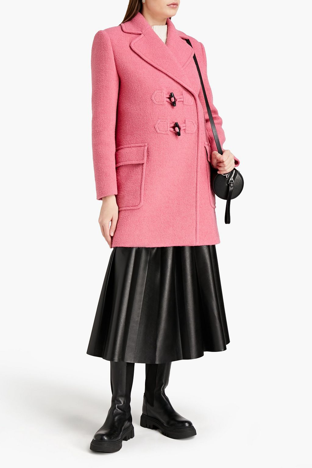 BOUTIQUE MOSCHINO Double-breasted wool-blend bouclé-tweed coat