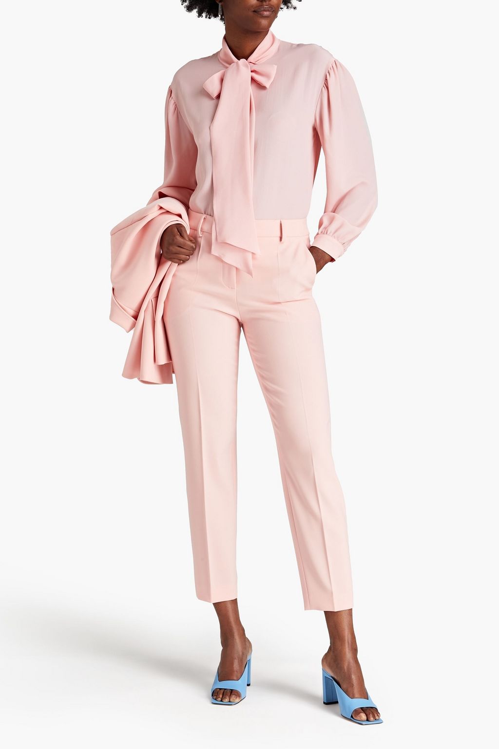 BOUTIQUE MOSCHINO Pussy-bow crepe de chine blouse