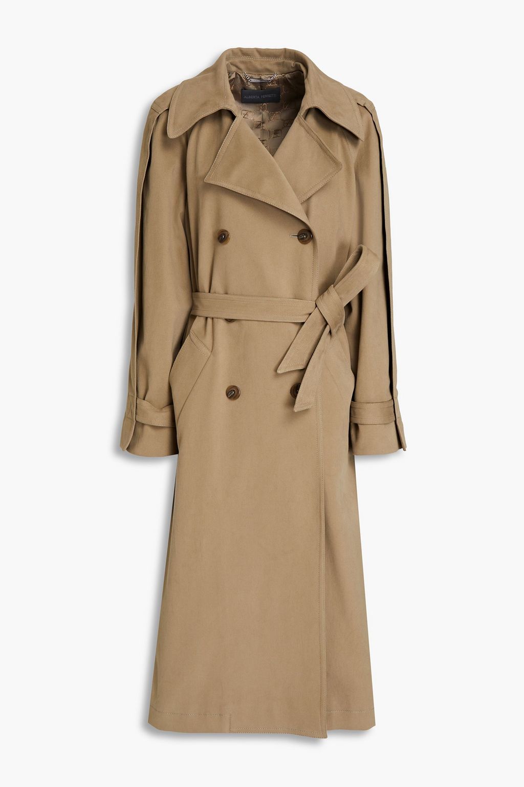 ALBERTA FERRETTI Belted cotton blend twill trench coat   THE OUTNET