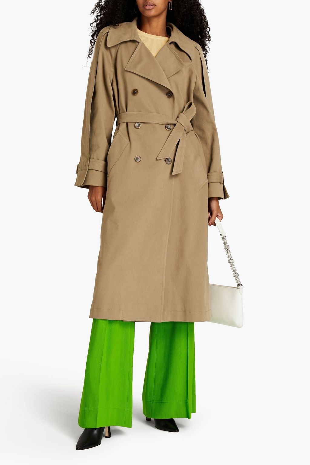 ALBERTA FERRETTI Belted cotton-blend twill trench coat