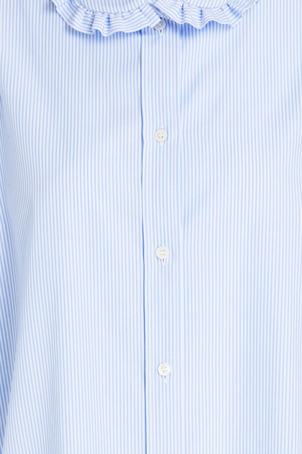 BOUTIQUE MOSCHINO Ruffle-trimmed striped cotton-poplin shirt