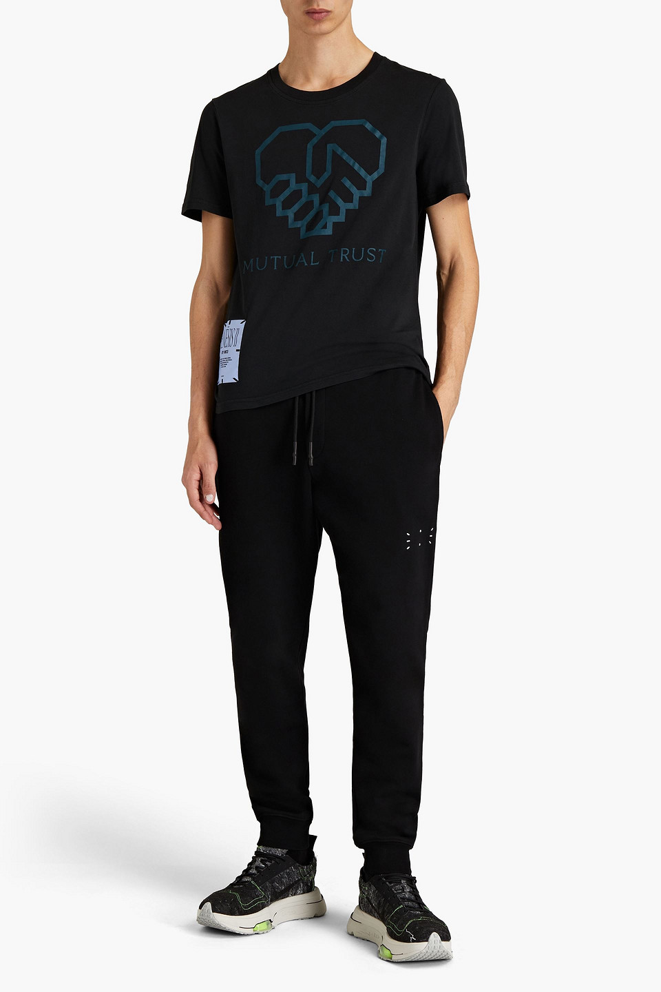 Mcq By Alexander Mcqueen Mcq Alexander Mcqueen Man Appliquéd French Cotton-terry Sweatpants In Black