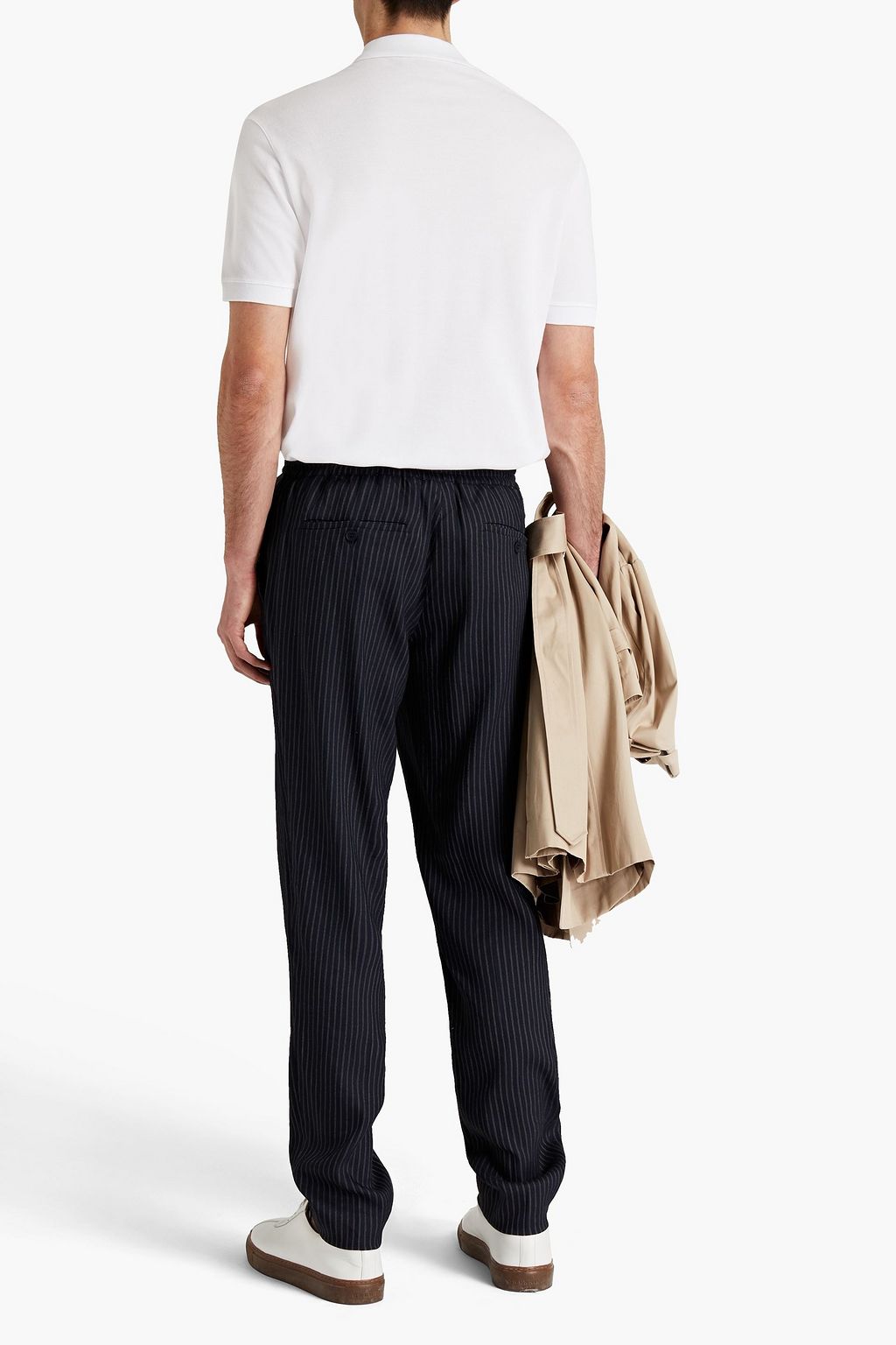 SANDRO Alpha tapered pinstriped linen-blend twill pants