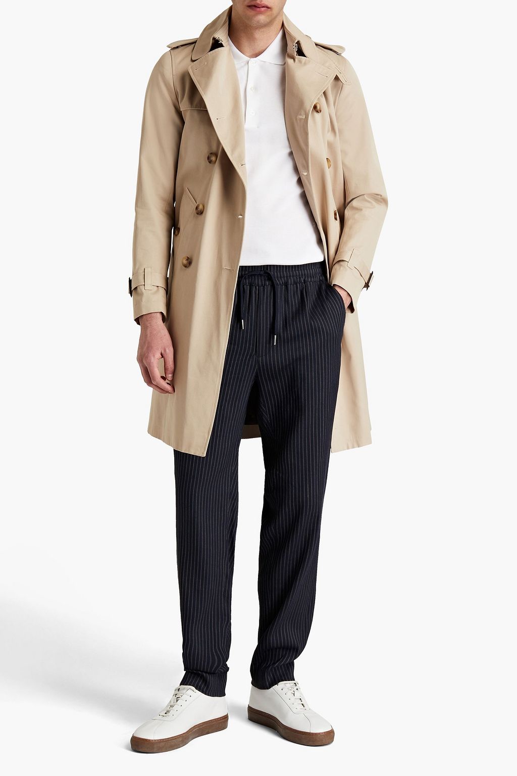 SANDRO Alpha tapered pinstriped linen-blend twill pants
