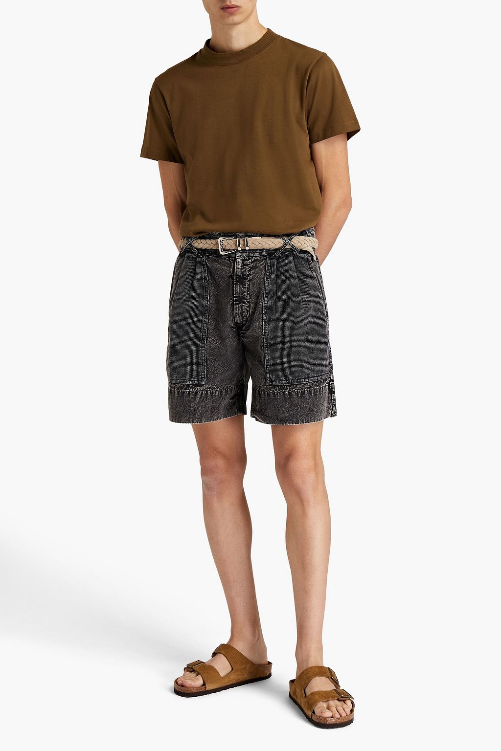 ISABEL MARANT Nappo denim-paneled cotton-piqué shorts