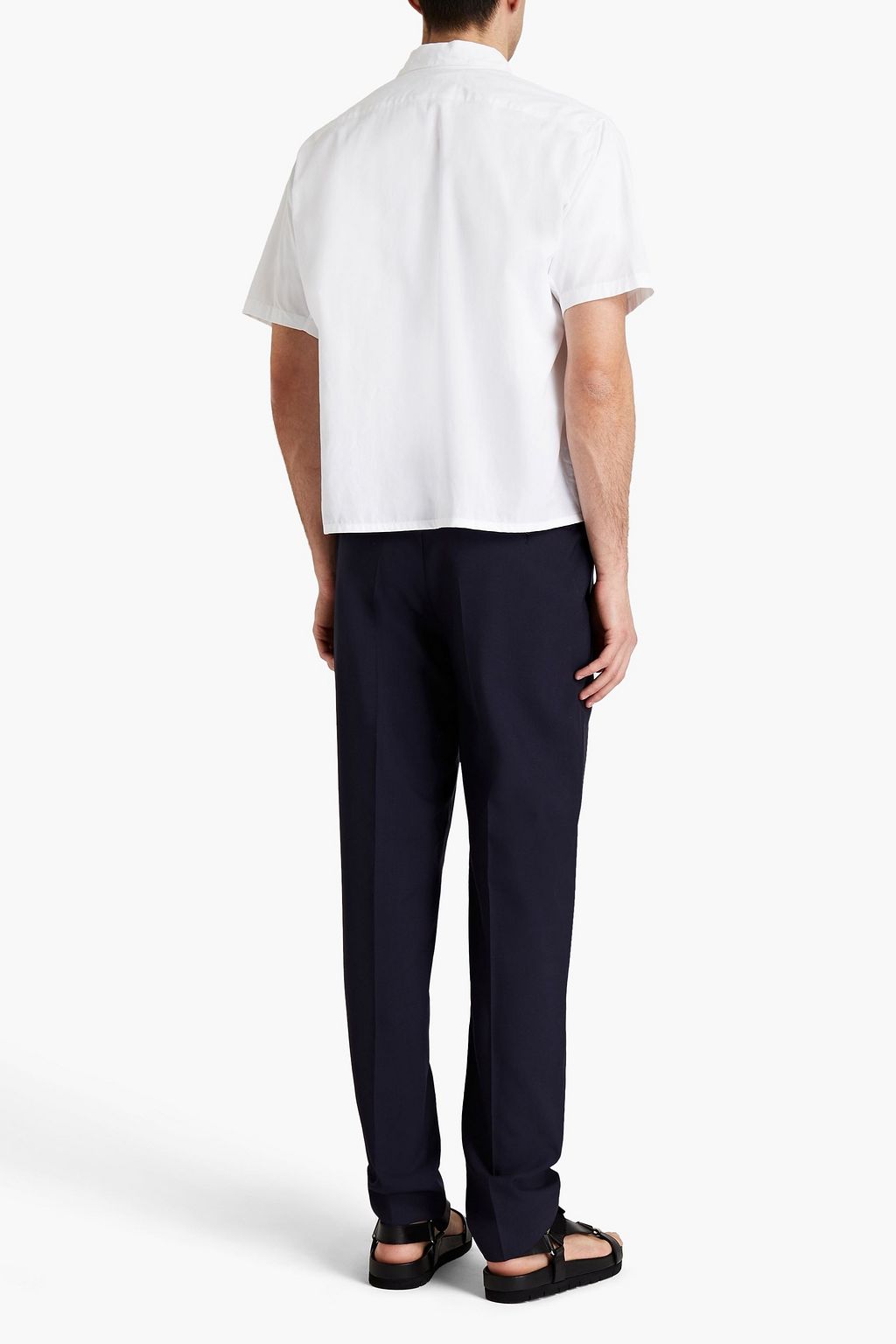SANDRO Alpha tapered mélange wool-crepe pants