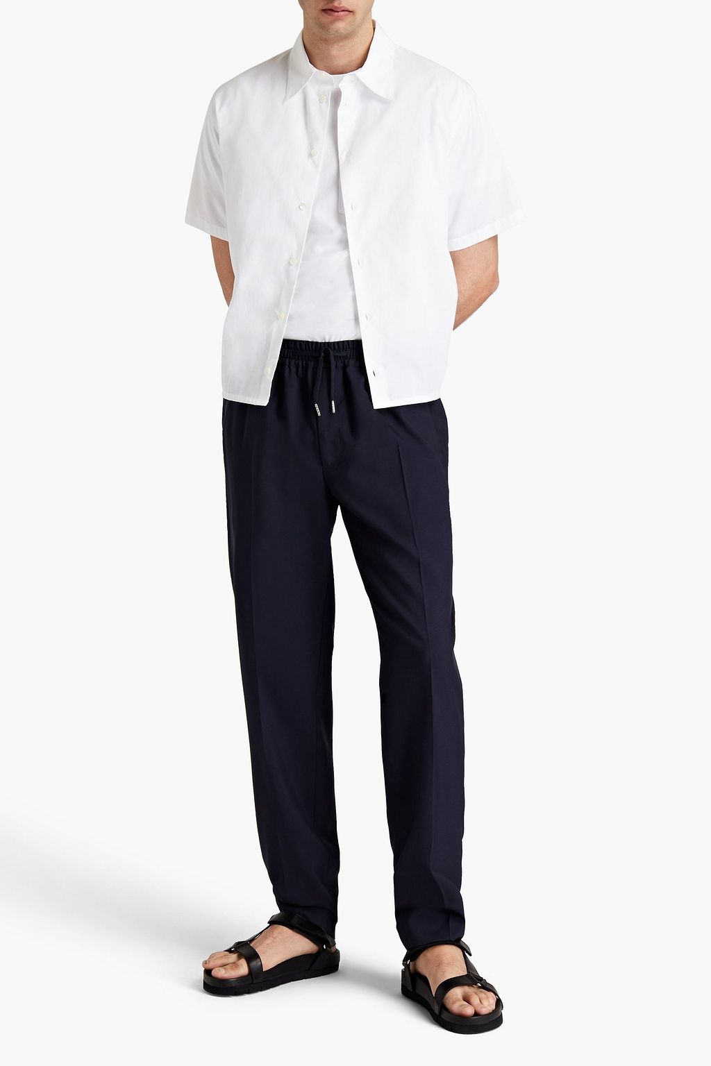 SANDRO Alpha tapered mélange wool-crepe pants