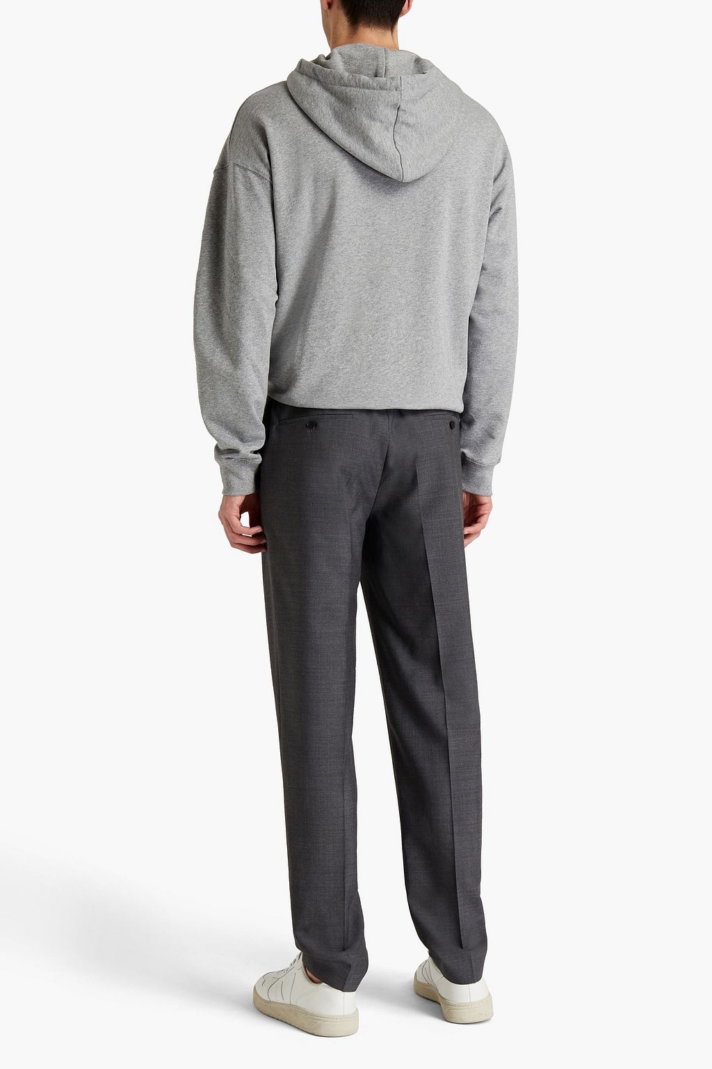 SANDRO Alpha tapered mélange wool-crepe pants