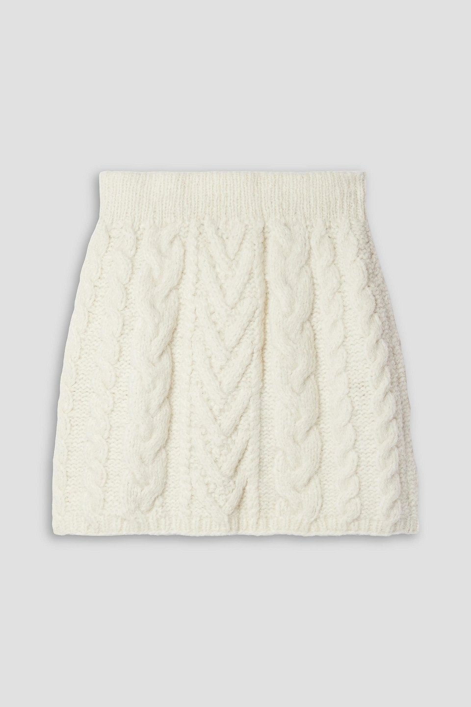 Lingua Franca Rebel Cable-knit Mini Skirt In Ecru