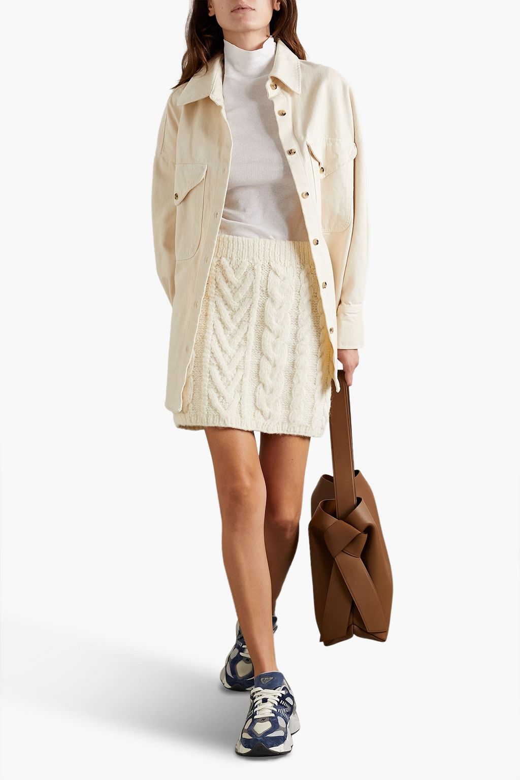 LINGUA FRANCA Rebel cable-knit mini skirt