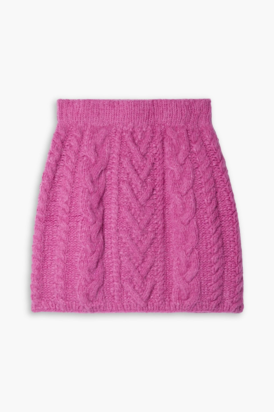 Lingua Franca Rebel Cable-knit Mini Skirt In Fuchsia