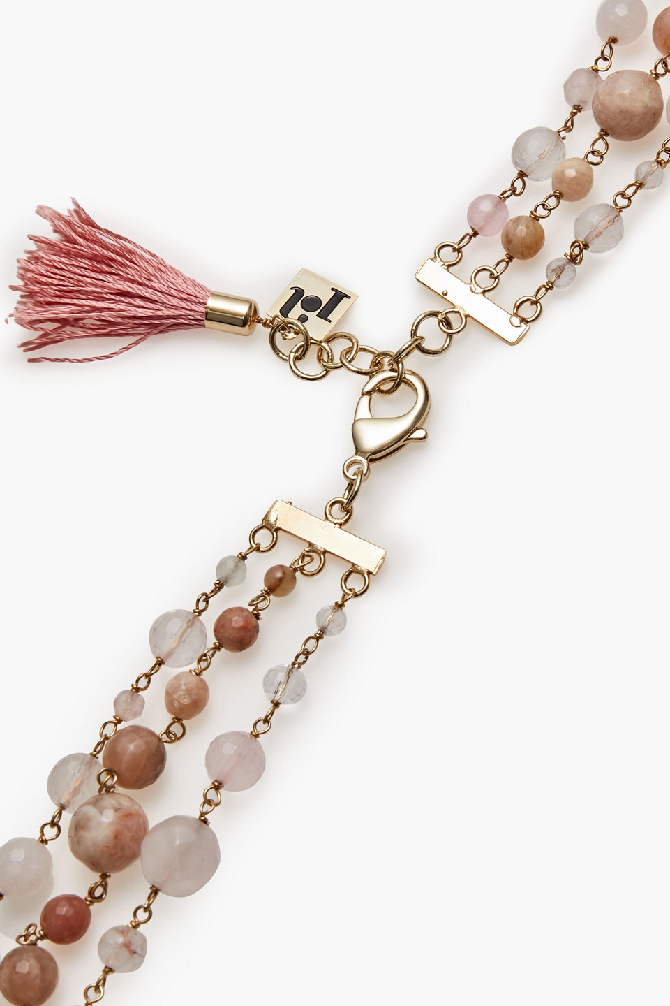 Rosantica Gold-tone, Quartz And Tassel Necklace In Pastel Pink