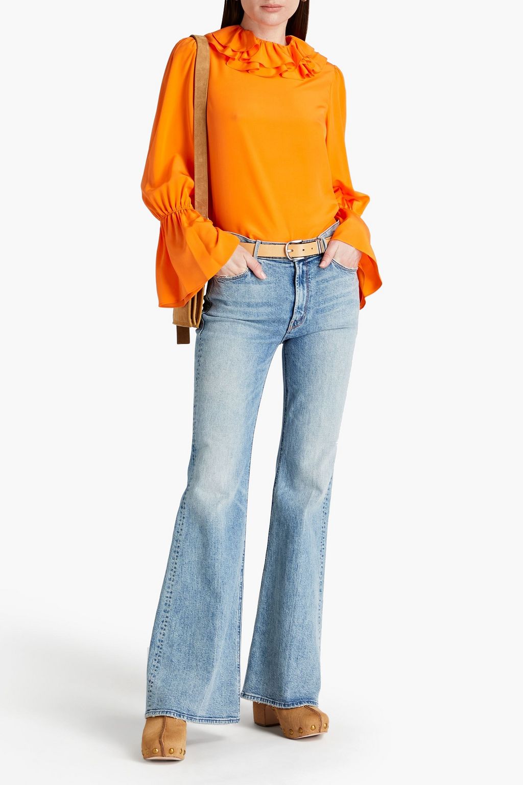 TORY BURCH シルククレープデシン ブラウス ラッフル付き
