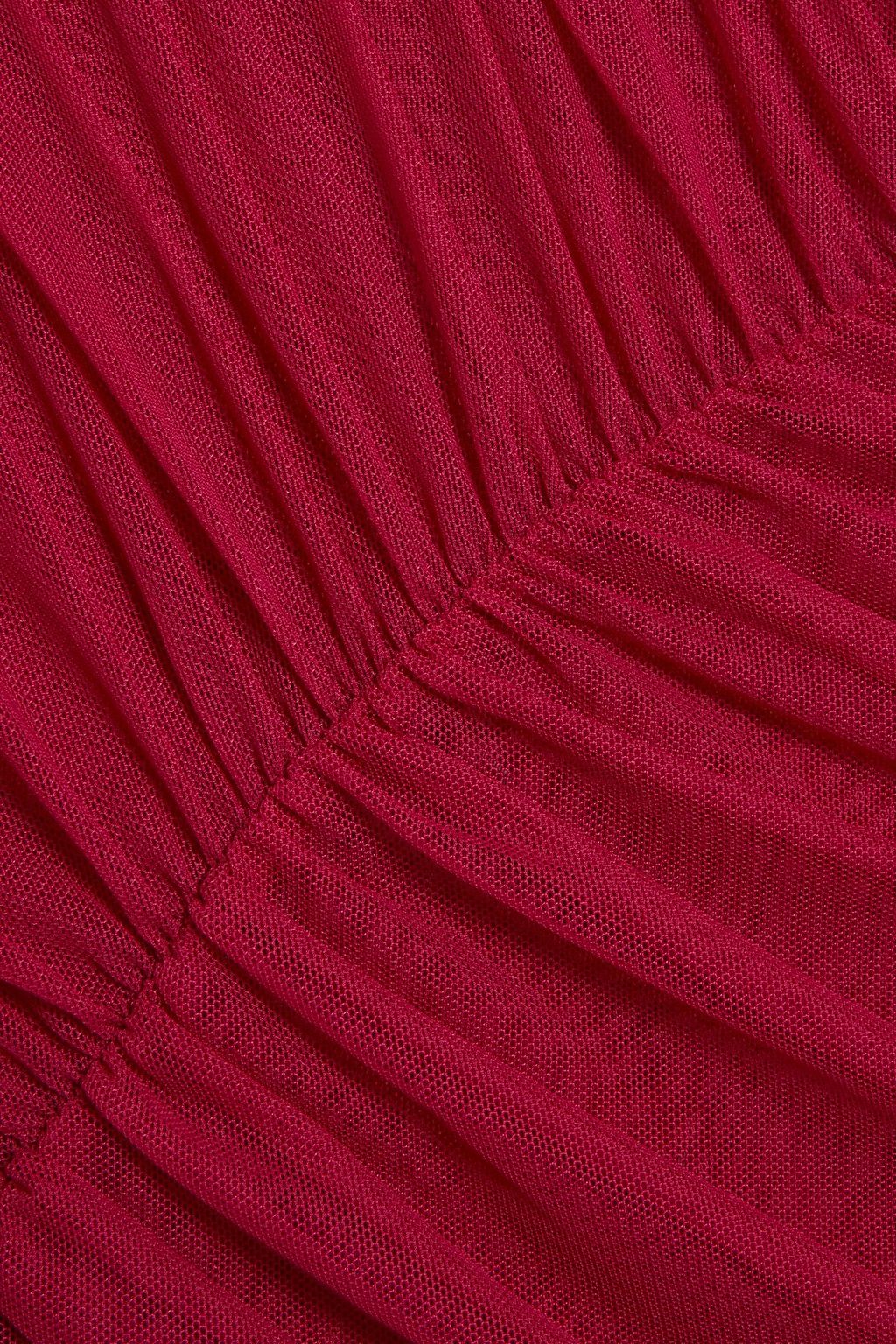 DRIES VAN NOTEN Ruched stretch-tulle midi skirt