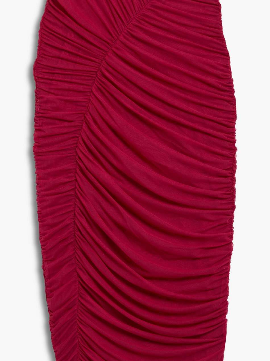 ruched stretch-tulle midi skirt