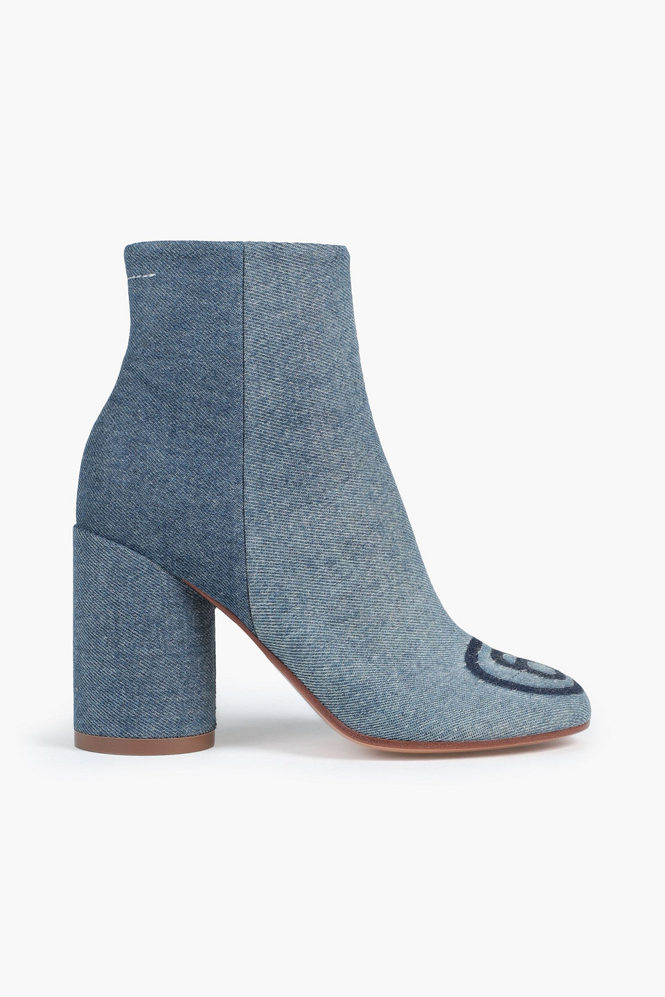 Mm6 Maison Margiela Logo-print Denim Ankle Boots In Blue