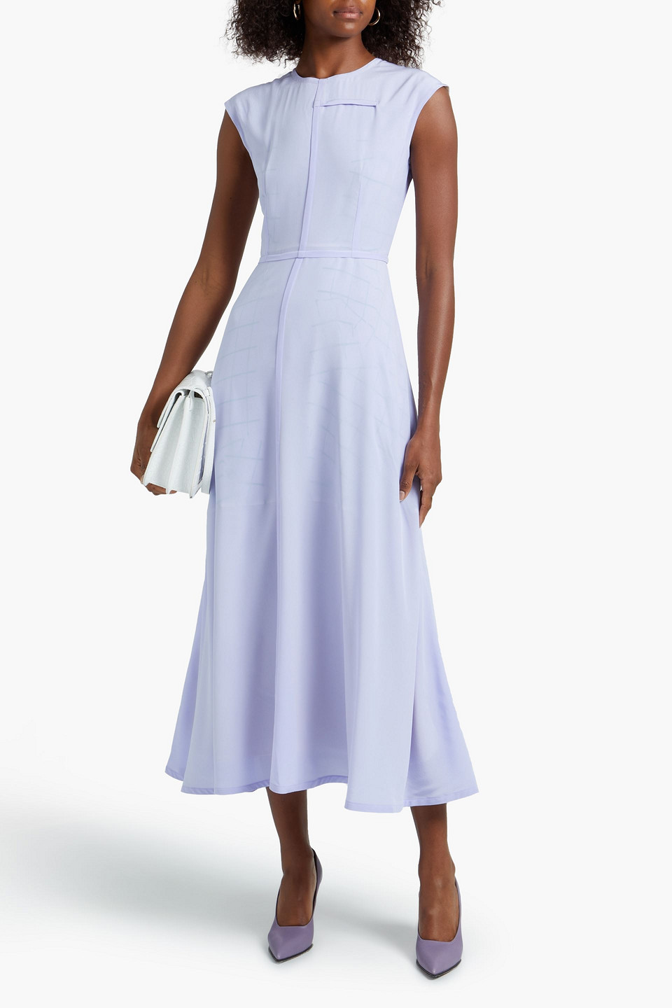 Victoria Beckham Pleated Silk Crepe De Chine Midi Dress In Lavender |  ModeSens