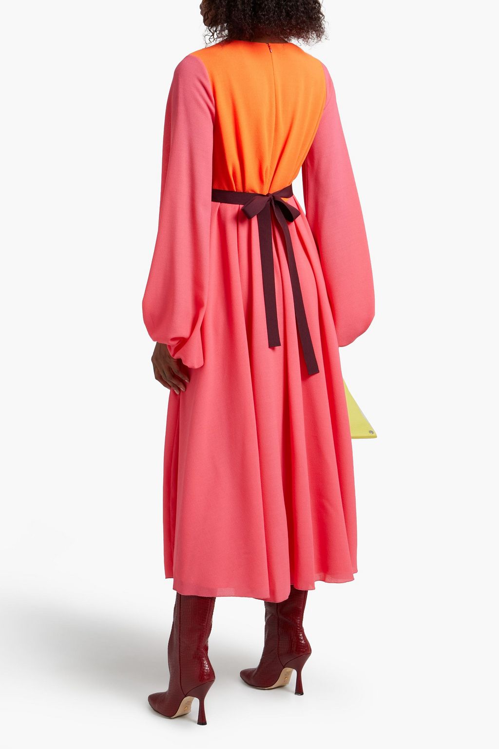 ROKSANDA Belted two-tone wool-crepe midi dress